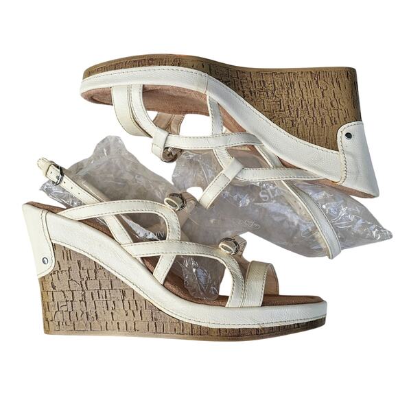 Off White Cage Platform Cork Wedge Heeled Sandals Aerosoles Popularity Size 11 - Picture 13 of 13